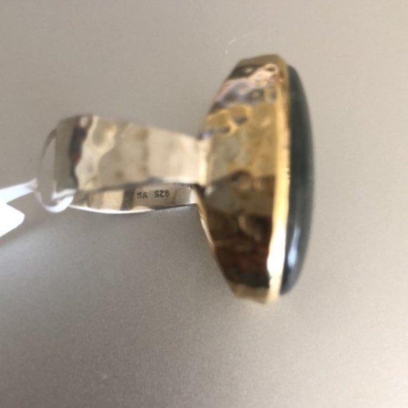 YS India Oval Labradorite Light Blue Ring in sterling silver 925 & Brass Sz.8 - Picture 11 of 16